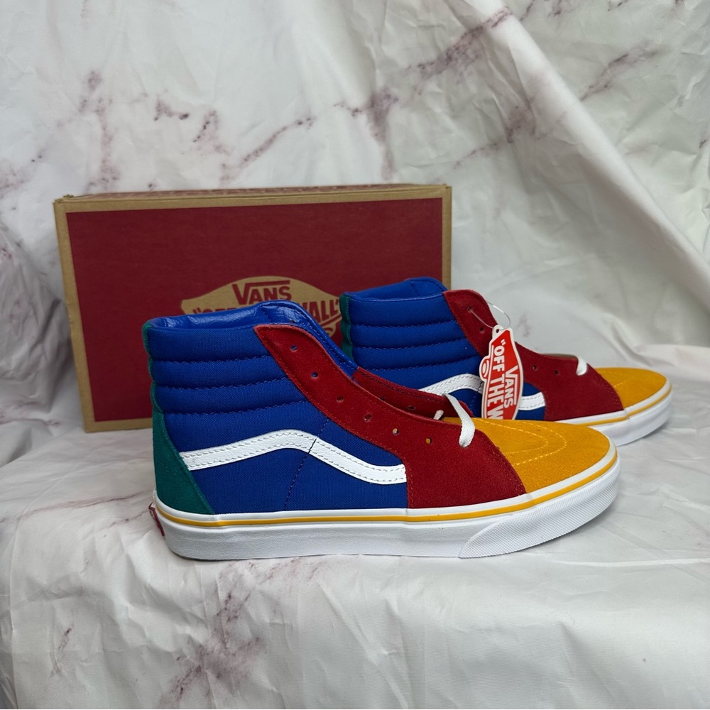 Vans Sk8-Hi Primary Block Boys Size 7Y Yellow Red Blue Walking Shoes NEW